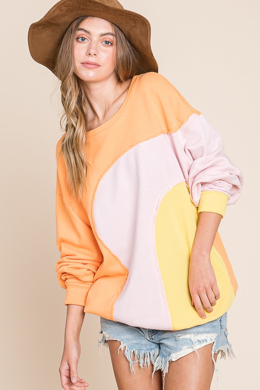 Tri-Tone Pullover, Orange Multi