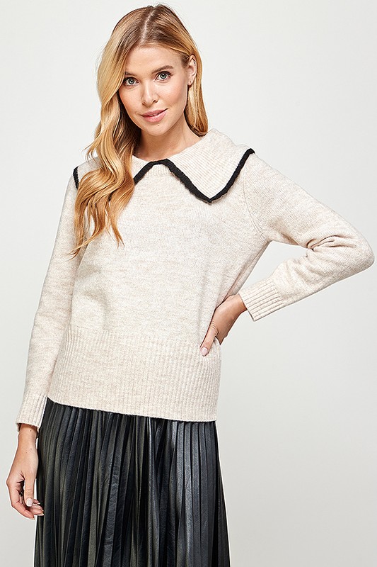 Preppy Collar Sweater, Oatmeal