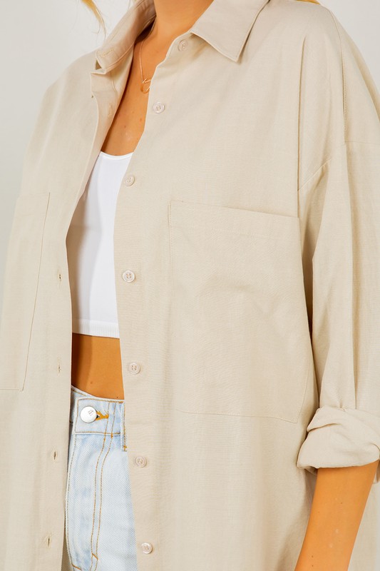 Mikayla Button Down, Oatmeal