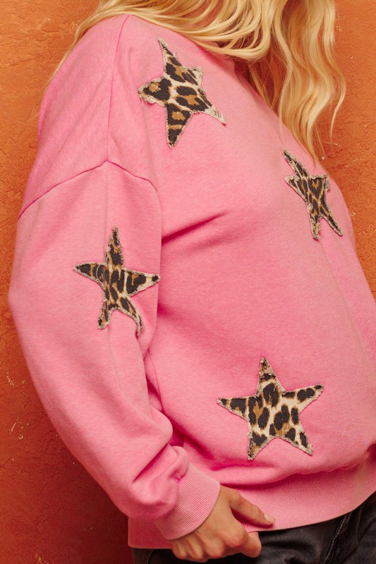 Leopard Star Patch Sweatshirt