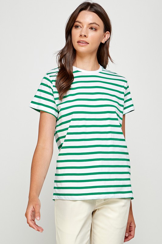 Short Sleeve Stripe Tee, Green