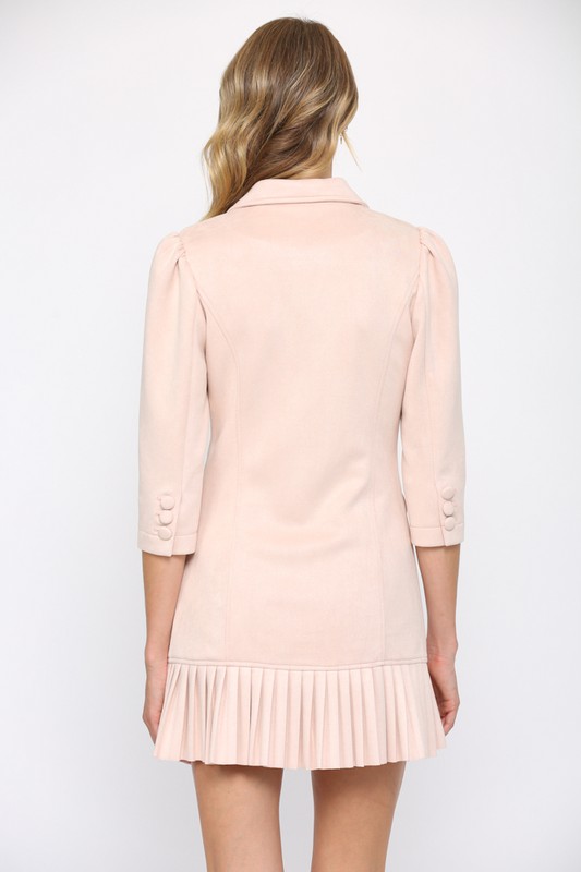 Suede Blazer Dress, Powder Pink