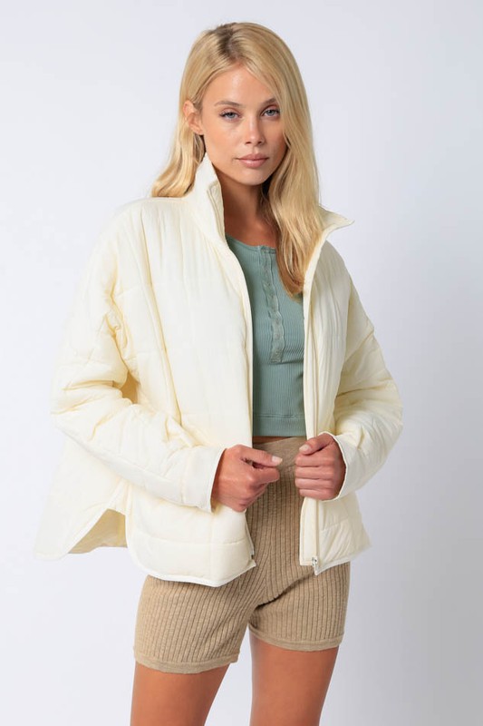 Cream quilted hot sale jacket womens