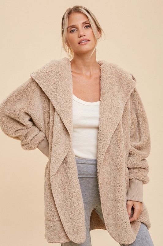 Cozy Up Hooded Jacket, Taupe