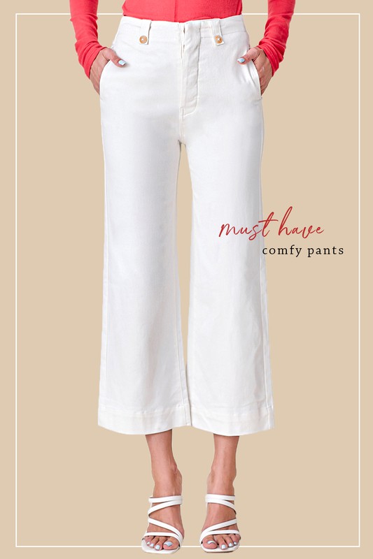 Glenn Wide Leg Pants, White