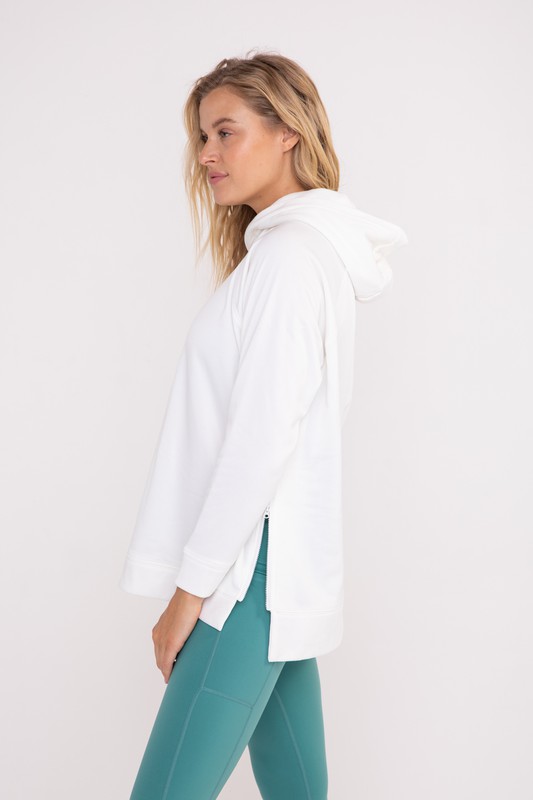 Side Zip Hoodie, Ivory