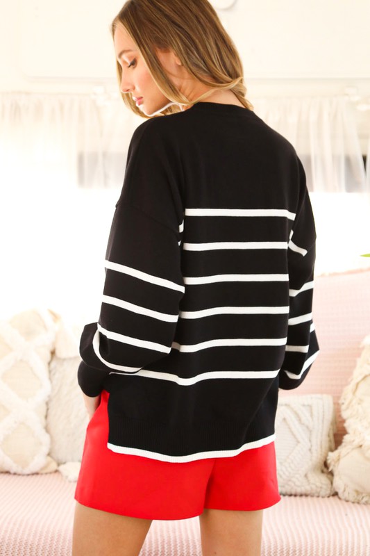 Carmichael Stripe Sweater, Black