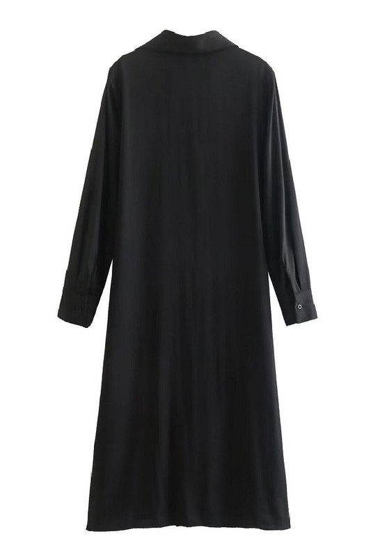 Shirt Dress Midi, Black
