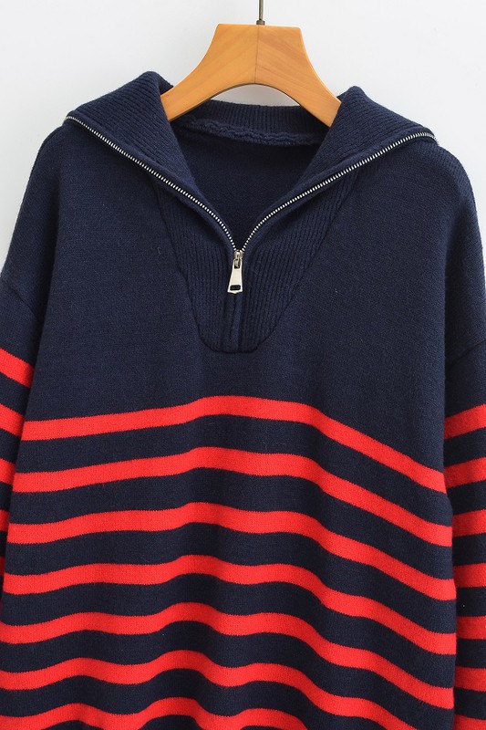 Layered Stripe Shirt Sweater, Grey - New Arrivals - The Blue Door