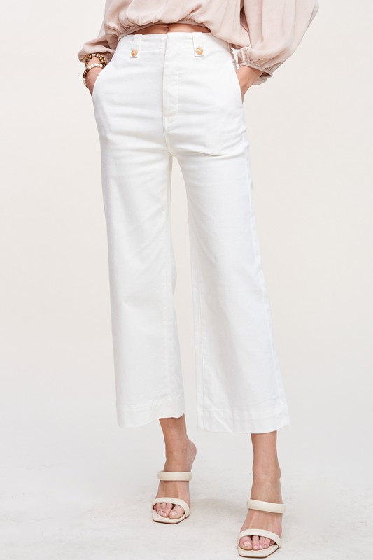 Glenn Wide Leg Pants, White