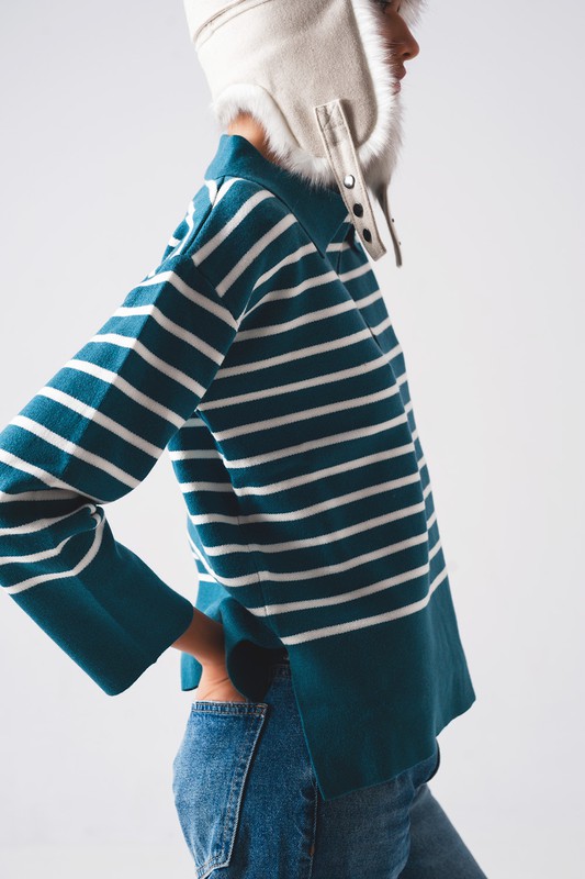 Collared Blue Stripe Sweater