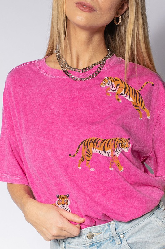 Tiger Graphic Tee, Hot Pink