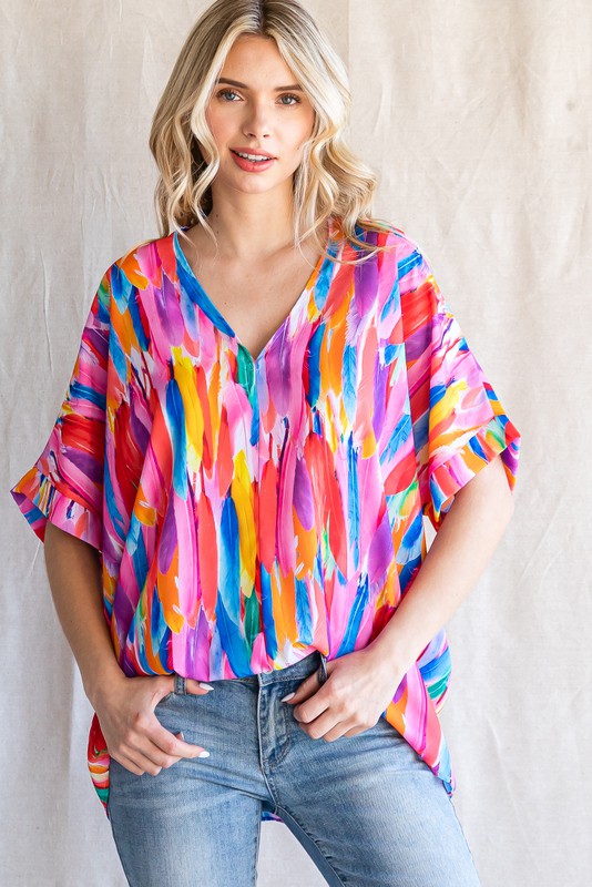 Multi Feather Blouse