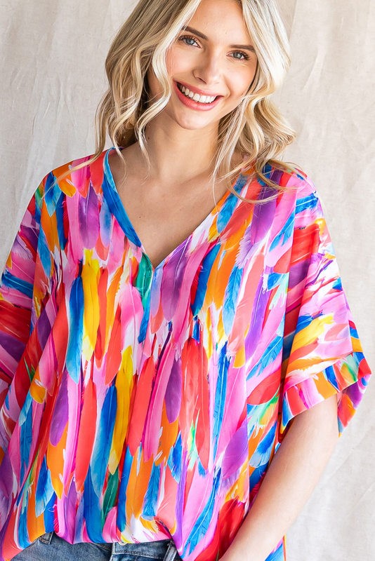 Multi Feather Blouse