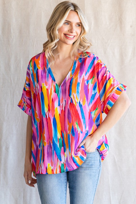 Multi Feather Blouse