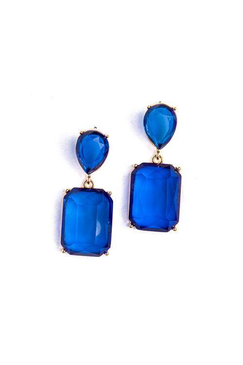 Blue Rectangle Dangle Earring