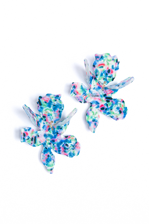 Blue Flower Acrylic Earring