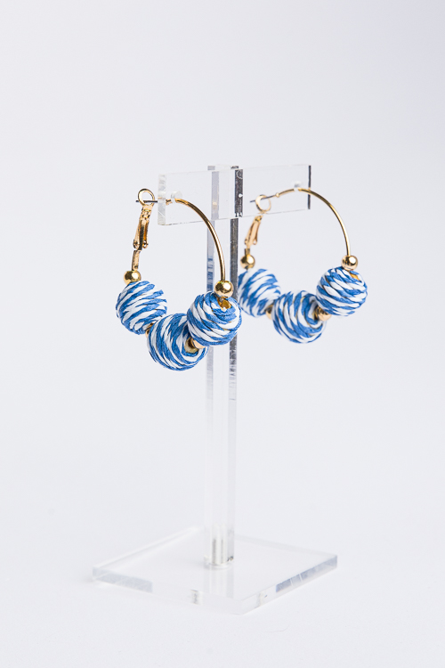 Striped Rattan Ball Hoops, Blue