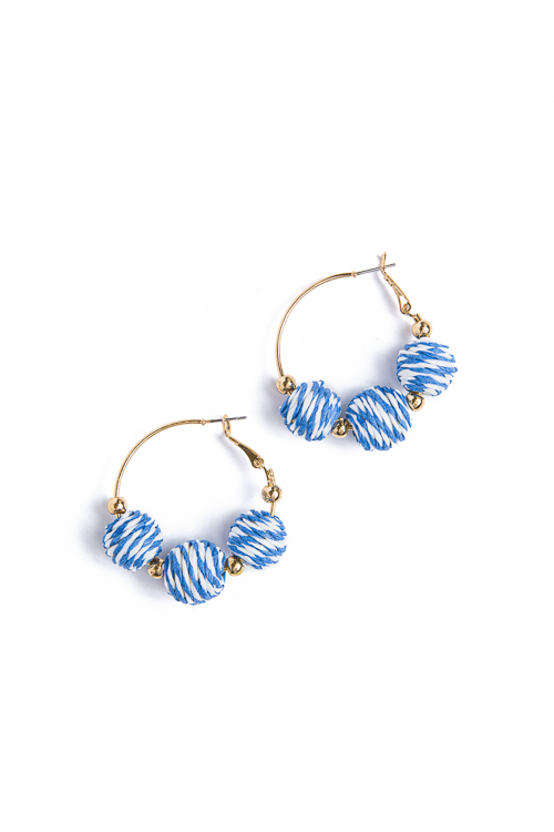 Striped Rattan Ball Hoops, Blue