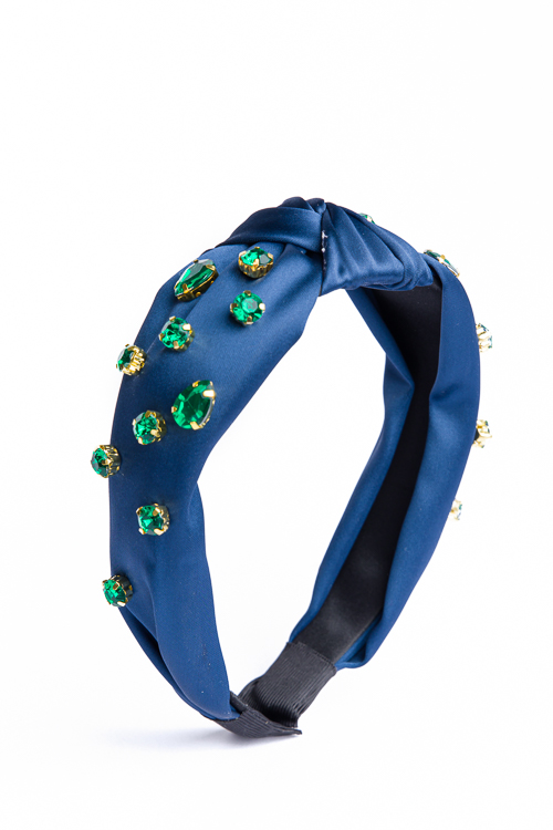 Jewel Knotted Headband, Navy New Arrivals The Blue Door Boutique