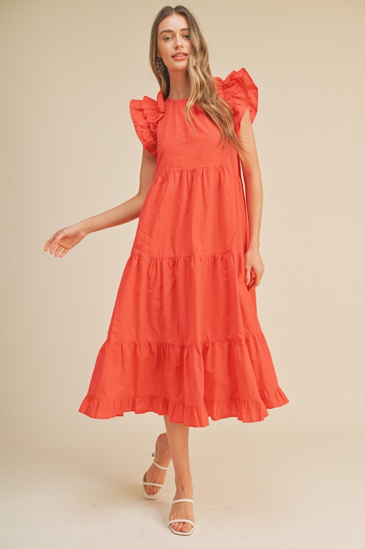 Evie Midi, Coral Red