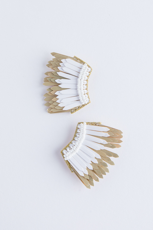 Two-Tone Wing Earring, White