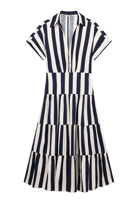 Striped Shirt Dress Midi