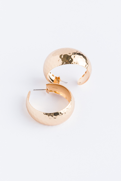 Gorgeously Hammered Hoops, Gold