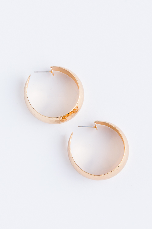 Gorgeously Hammered Hoops, Gold