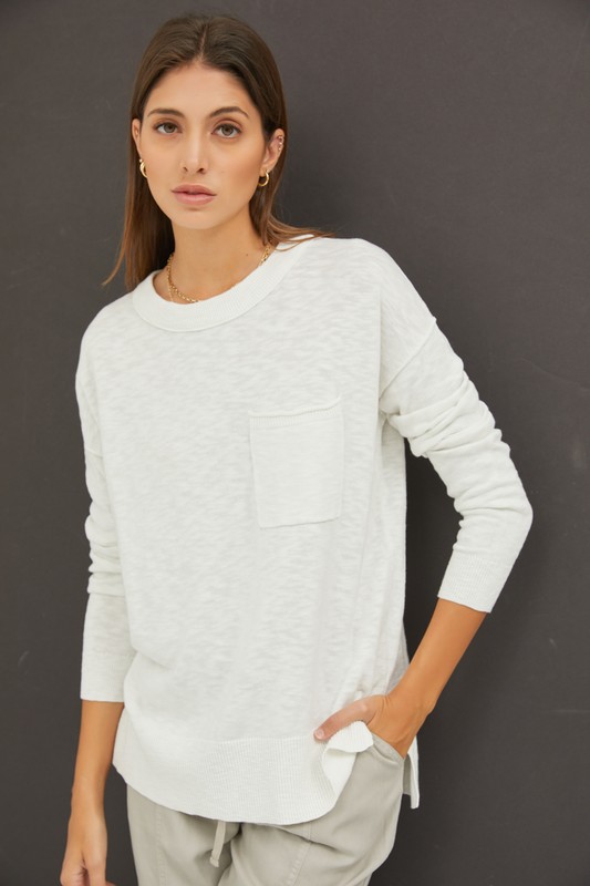 Chest Pocket Sweater, Ivory