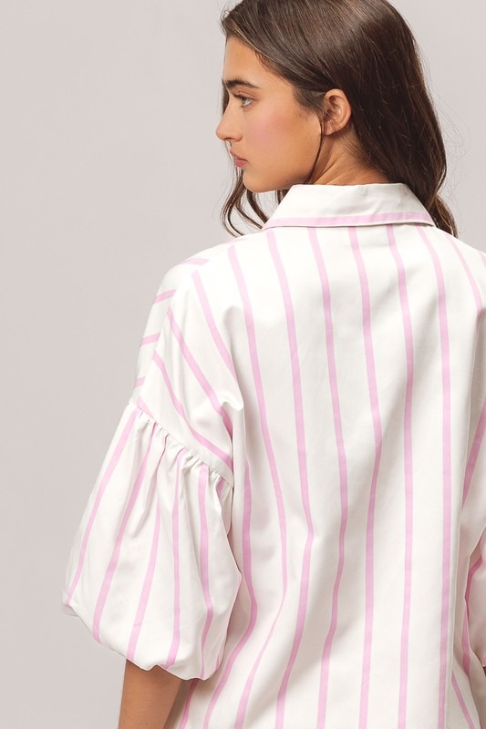 Bubble Sleeve Stripe Shirt, Lt. Pink - 20926995_a3c2e675-cd15-47ab-a6b6-45140c5a53a9.jpg