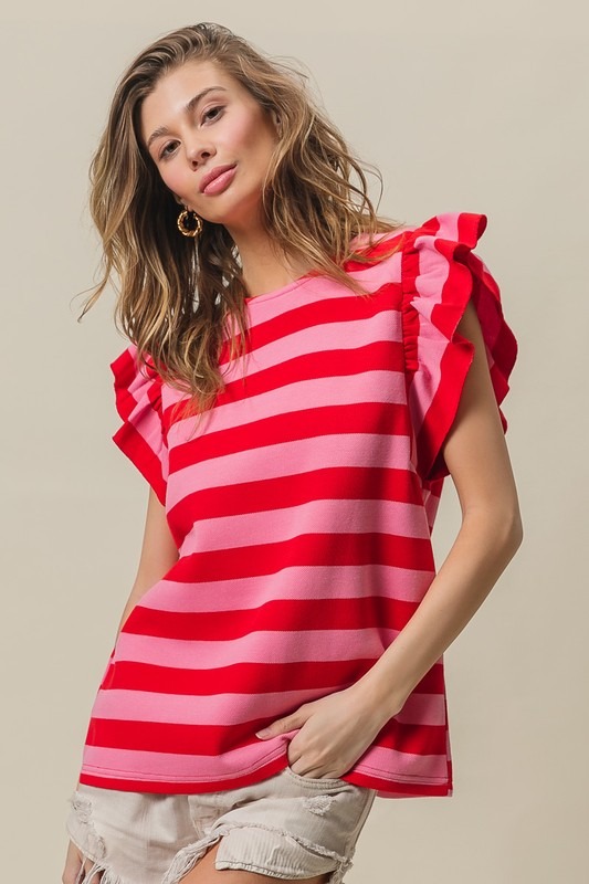 Stripe Flutter Top, Pink/Red - 21127840_5199d01f-d53a-4195-942e-4b8624281d85.jpg