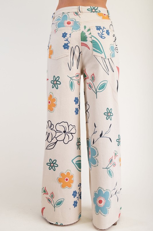 Flower Print Twill Pants, Natur - 22241955_44e7f422-16e3-429a-9528-e465d7113a10.jpg