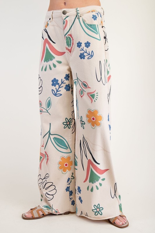 Flower Print Twill Pants, Natur - 22241955_ce52c26d-66dd-416b-bdda-74865647992a.jpg