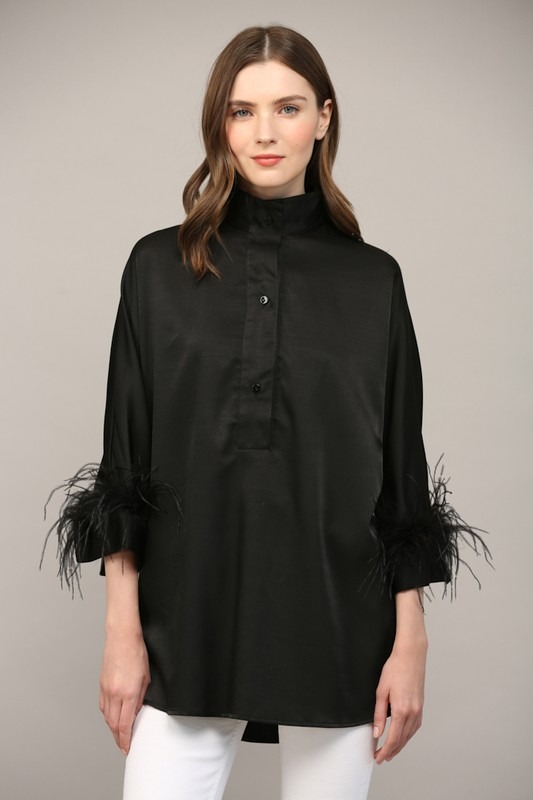 Feather Sleeve Tunic Shirt, Black - 22390106_e47d1932-c295-4564-83fb-5ebbb213d7b9.jpg