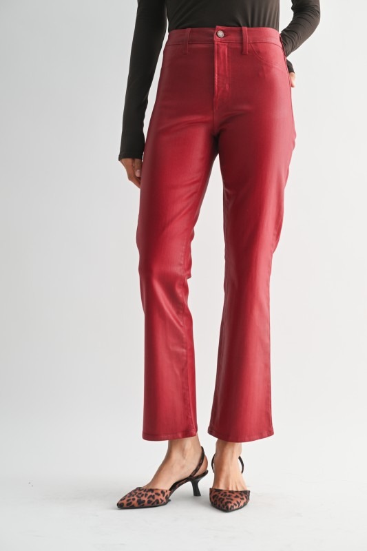 Coated Bootcut Jeans, Burgundy - 23942848_ca7e5222-cbf4-4ecc-a313-e41209db832d.jpg