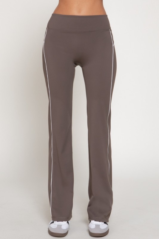 Piping Detail Yoga Pants, Brown - 24949865_f8770538-9e6e-4eaa-8b5c-f3d7b7b591e5.jpg