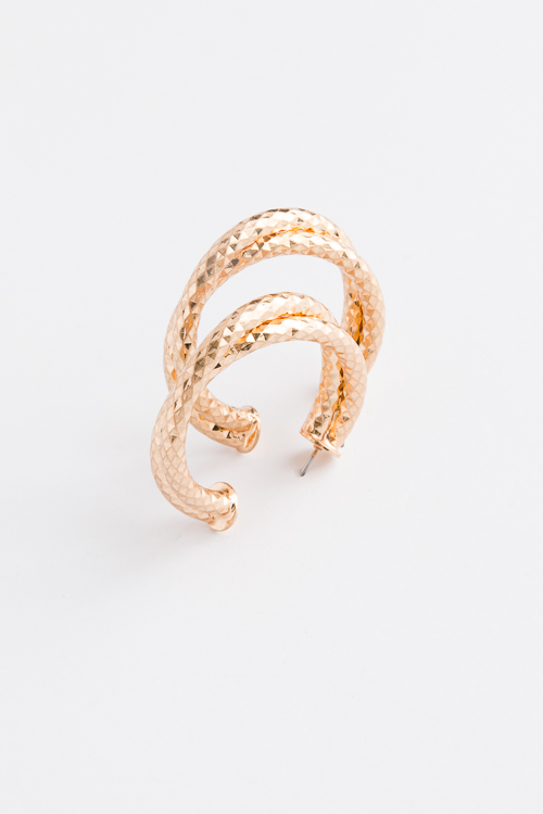 Texture Twisted Hoops, Gold