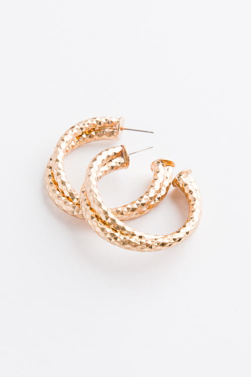 Texture Twisted Hoops, Gold