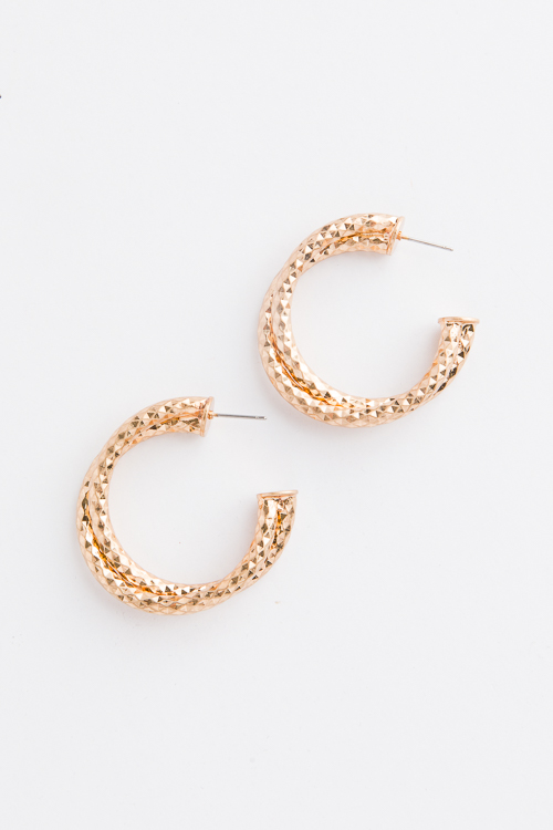 Texture Twisted Hoops, Gold