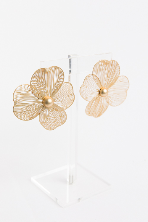 Brass Filigree Flower Earring Jewelry Accessories The Blue Door
