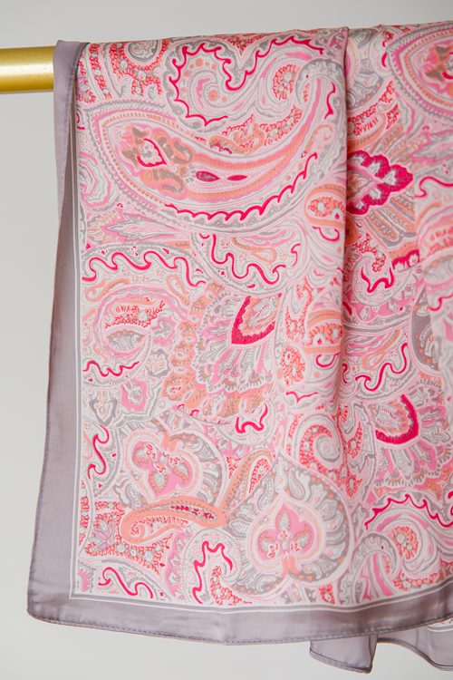 Fun In Paisley Scarf, Gray/Pink