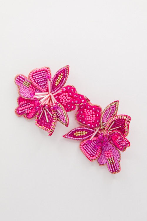 Blooming Earrings, Hot Pink