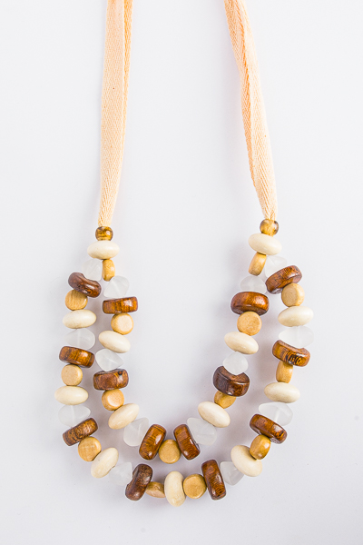 2 Layer Natural Wood Necklace