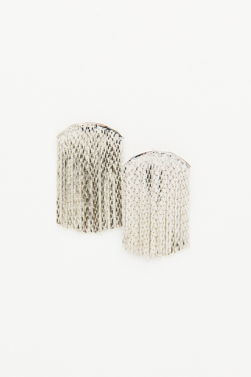 Reputation Fringe Earrings, Silver