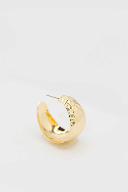 Hexagon Hammered Hoops, Gold