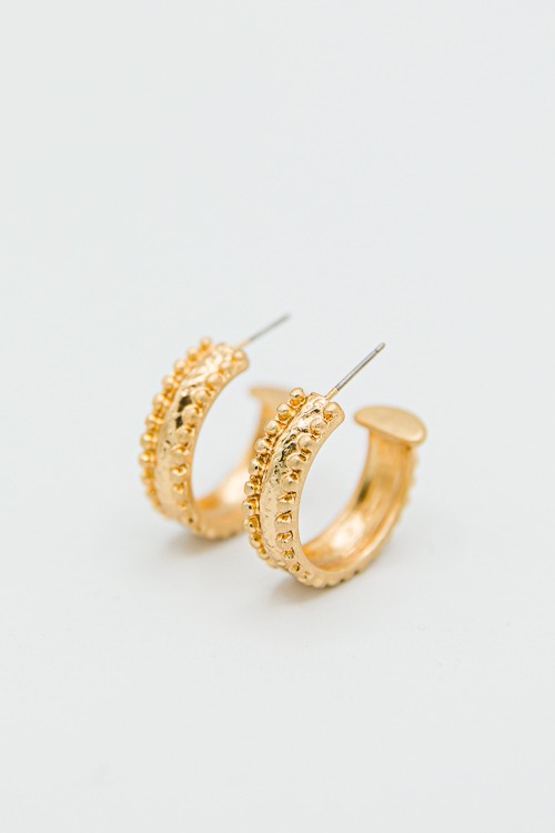 Textured Round Metal Hoops, Gold