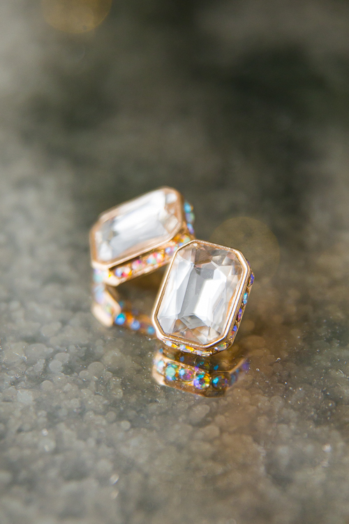 Studded Stone Rectangle Earring