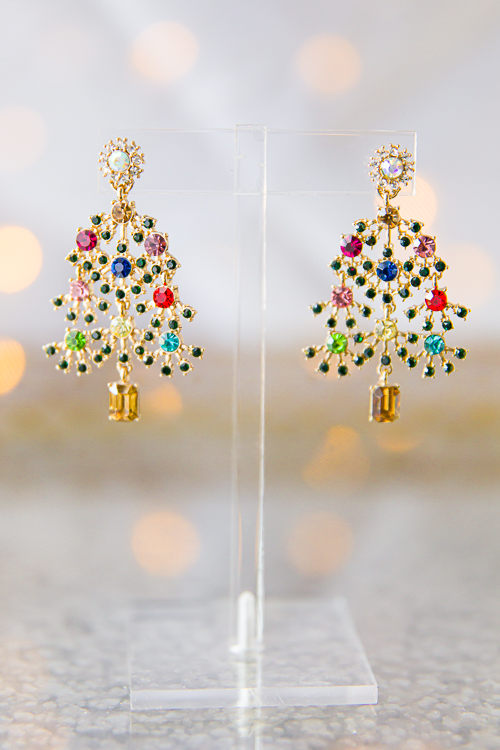Crystal Tree Drop Earrings