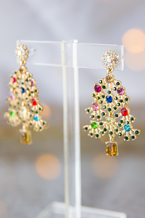 Crystal Tree Drop Earrings